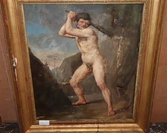 19th century, oil on canvas, Nude of a man